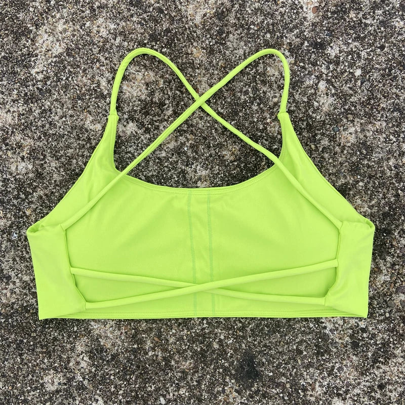 Sutiã esportivo feminino sexy com alças cruzadas nas costas, sutiã fitness de alto impacto para academia, ioga, treino, top curto, colete push up, roupa íntima para corrida