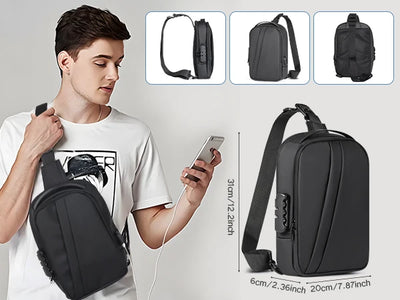 Geestock Bolsa transversal antifurto para mulheres e homens, multifuncional, com carregamento USB, bolsa de ombro, mensageiro, bolsa de viagem tipo tiracolo