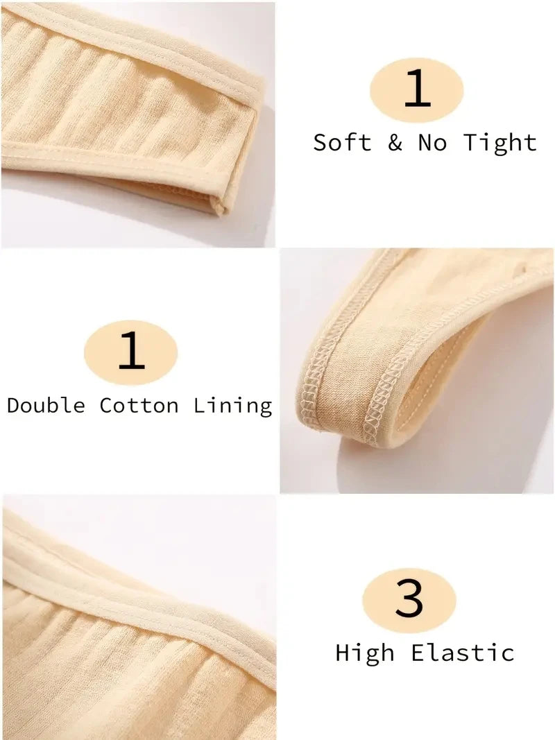 Conjunto de 6 peças de calcinhas femininas de algodão, fio dental, cintura baixa, biquíni sexy feminino, 7 cores sólidas, macias para meninas, tamanho S-XL