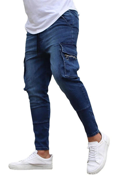 Novas calças jeans masculinas elásticas, novas, em promoção, da moda, casuais, na altura dos joelhos, resistentes ao desgaste, confortáveis, com zíper, para skate