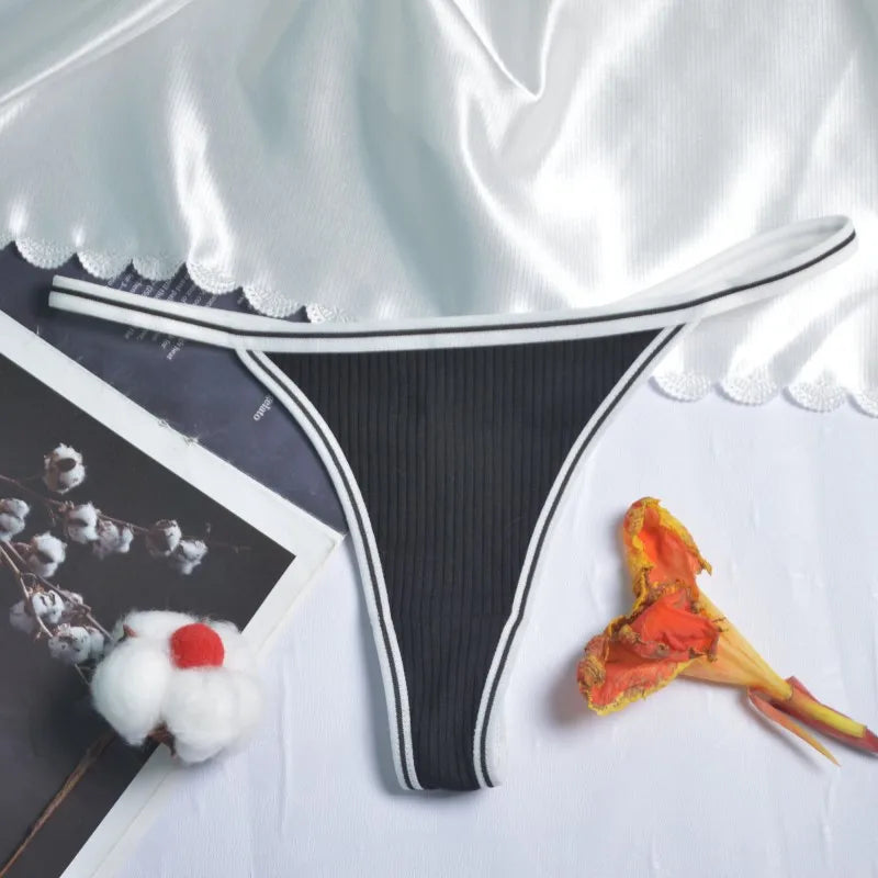 Calcinha feminina de algodão, fio dental sexy, sem costura, invisível, cintura baixa, confortável, cor sólida, fio dental