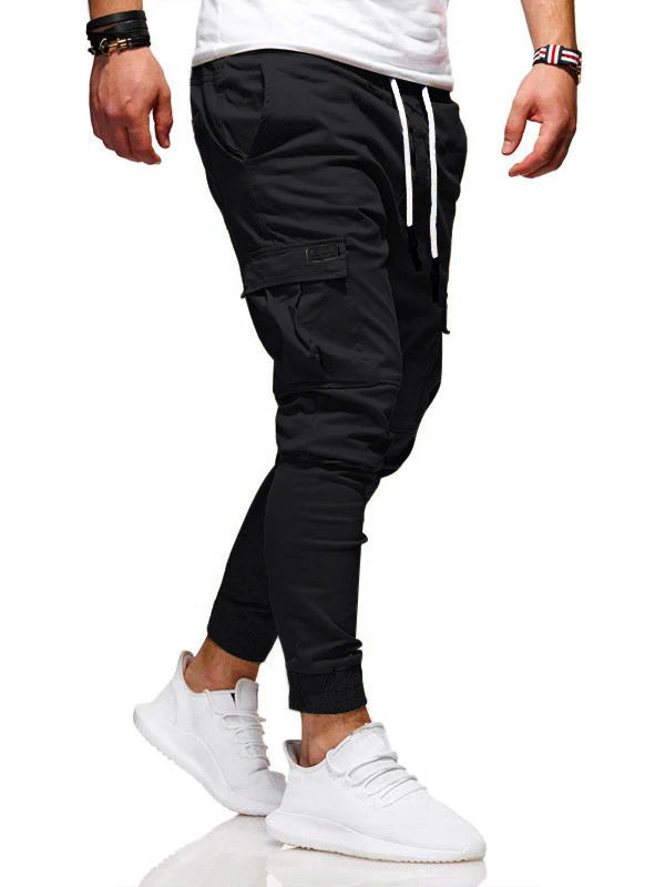 Calças esportivas com elástico, calças compridas casuais para corrida, calças de perna pequena, com cordão elástico, para outono e inverno