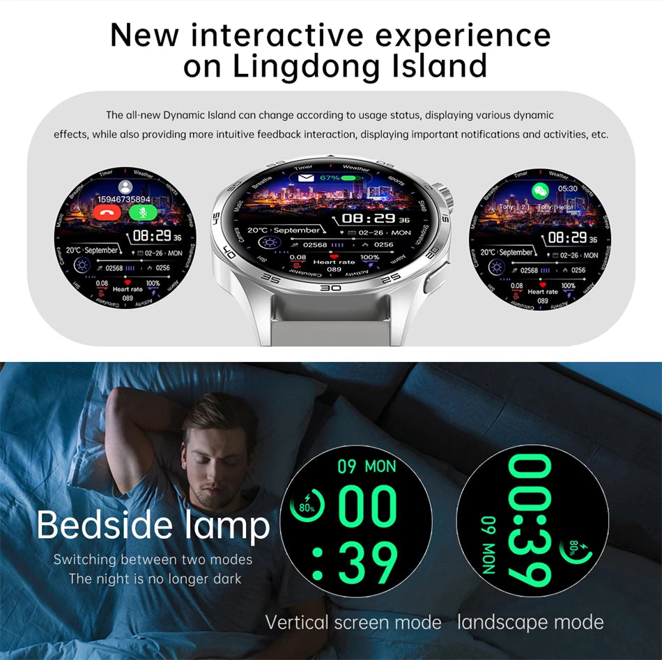 Para Huawei GT5 PRO Smart Watch Men Watch 4 Pro versão atualizada Tela AMOLED HD Bluetooth Chamada GPS NFC Frequência cardíaca SmartWatches