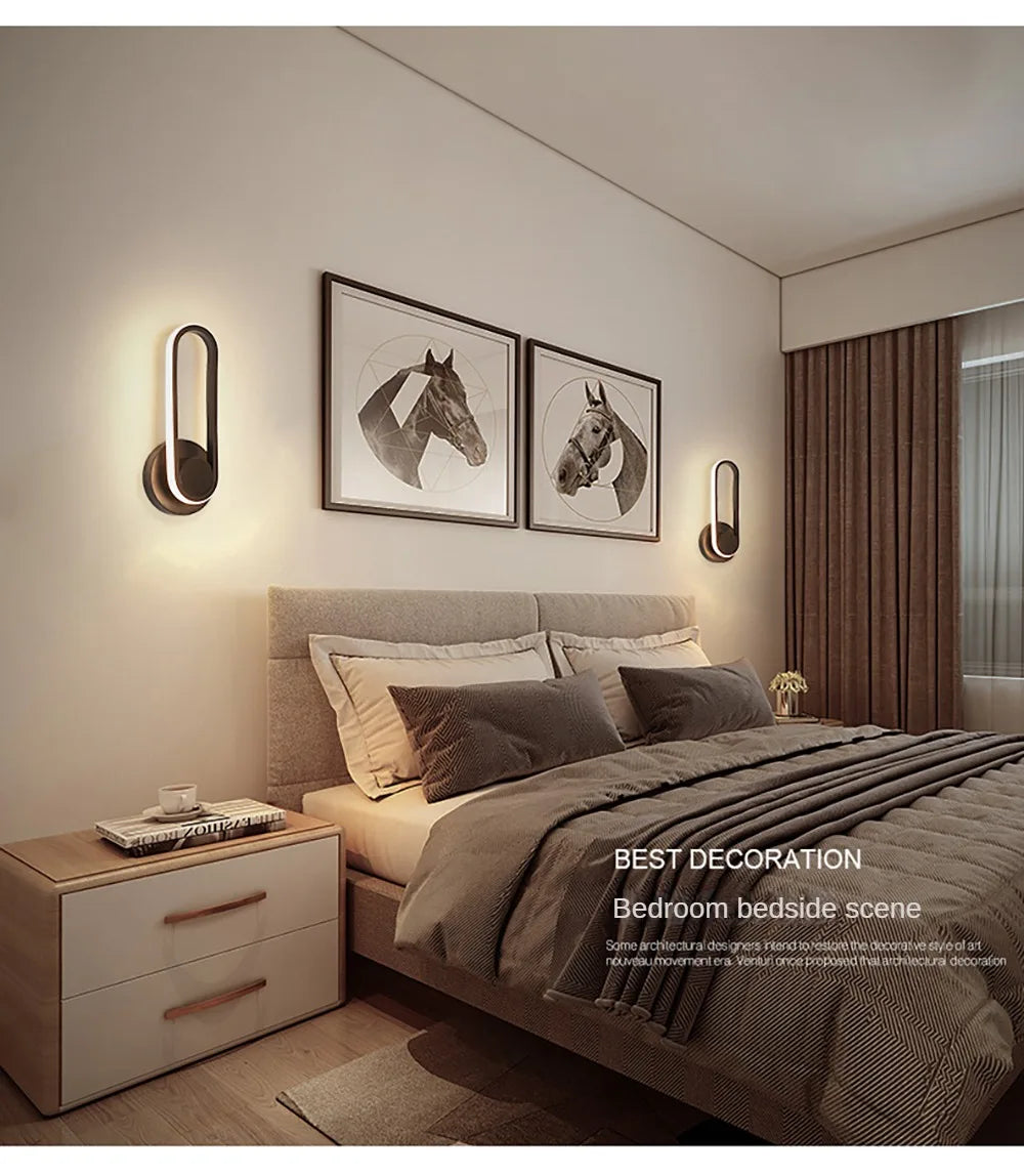 Luminária de parede LED giratória moderna para corredor, escada, quarto, cabeceira, sala de jantar, varanda, iluminação interna, arandela