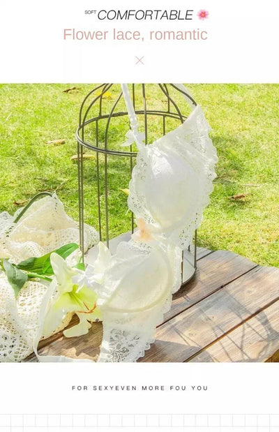 MOYISU Sutiã de renda romântica francesa confortável, respirável, sexy e fino, coleção Pure Desire Girls, roupa íntima super bonita