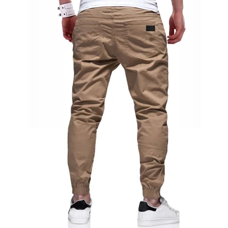 Calça cargo longa masculina de cor sólida, nova coleção outono 2019, calça de moletom masculina de alta qualidade, calça esportiva branca casual, roupas de grife