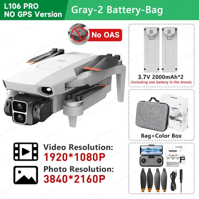 LYZRC L106 / L106MAX HD Câmera Dupla Comutação Motor Brushless RC Drone Dobrável Mini Wifi 2.4GHz 360° Helicóptero OAS Inteligente