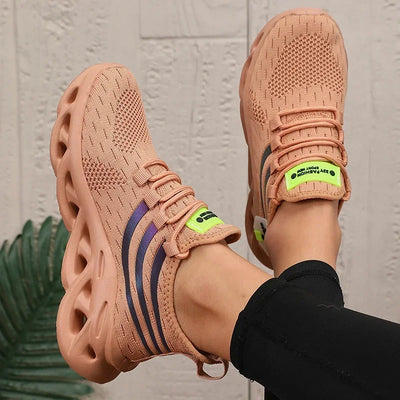 Sapatos casuais masculinos com design de malha moderno e cadarços ajustáveis, calçados esportivos leves e duráveis para uso diário