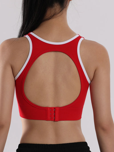 Sutiã esportivo de ioga com contraste de cores SVEIC, sem costura, vazado, costas bonitas, roupa íntima para treino fitness, à prova de choque, para corrida e academia