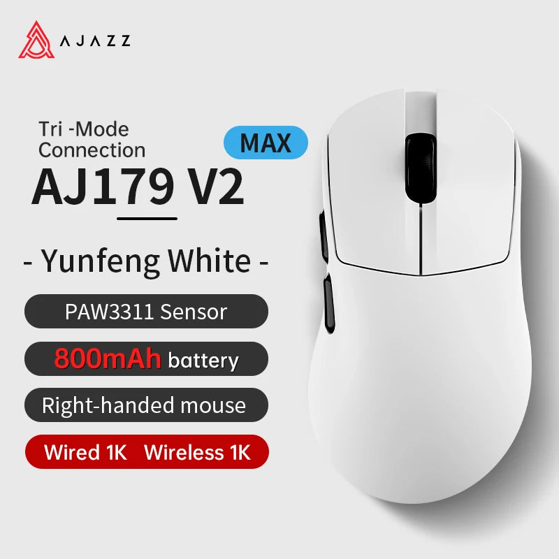 Mouse sem fio com fio leve AJAZZ AJ179 PRO PAW3395 com base de carregamento magnética ergonômico e macro para jogos para PC e laptop