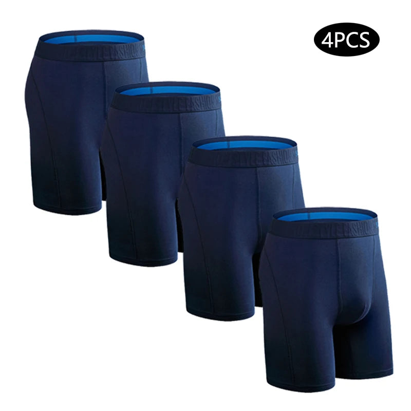 4 peças boxers longos para homens roupa íntima plus size calcinhas masculinas sexy pernas longas cuecas de algodão boxer masculino moda masculina tronco