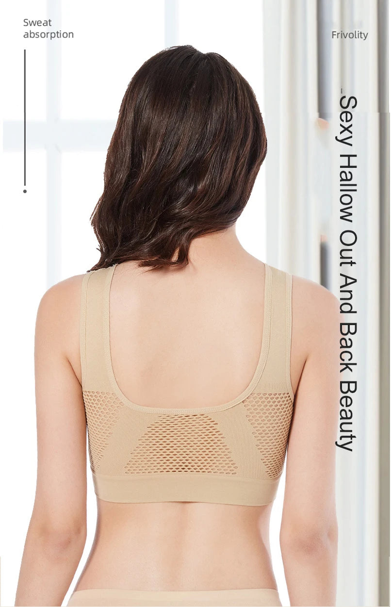 Sutiã esportivo respirável, top fitness feminino, sutiã esportivo acolchoado removível, sutiã push-up sem costura para corrida e academia