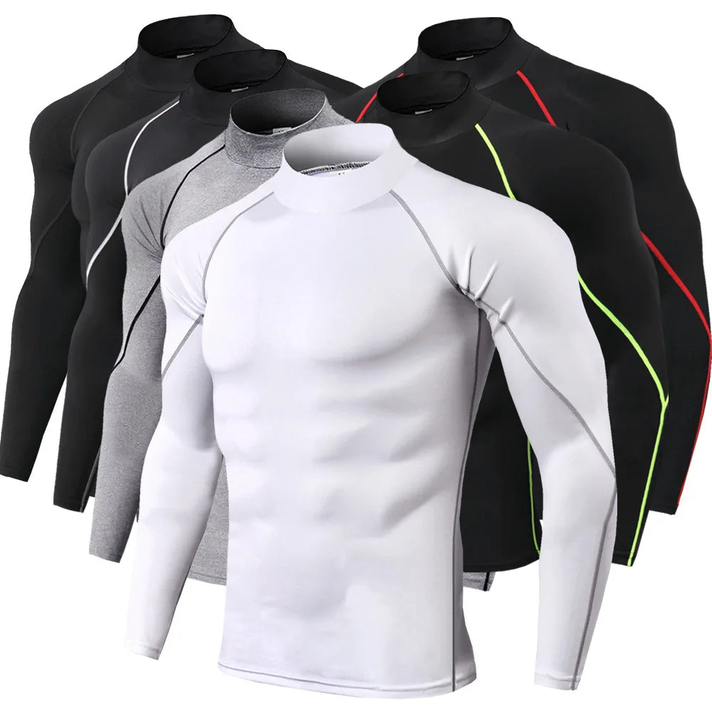 Camiseta esportiva masculina de secagem rápida, camiseta de musculação e corrida, camiseta de compressão de manga comprida, camiseta de ginástica masculina fitnesss Tight Rashgard