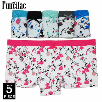 Calcinha boxer de algodão feminina, roupa íntima de segurança, calcinha feminina estampada, lingerie feminina, íntima, 5 peças/lote