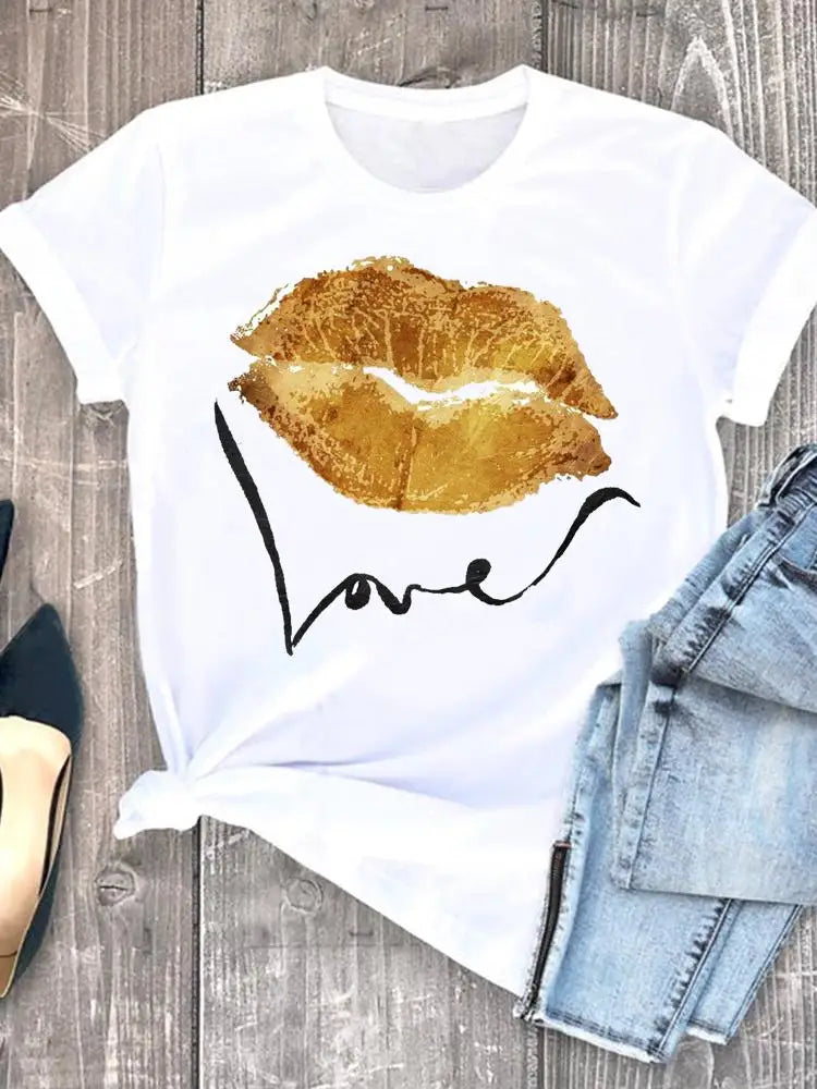 Roupas de verão leopardo amor coração doce moda feminina camisetas casuais manga curta regular camiseta feminina gráfica roupas