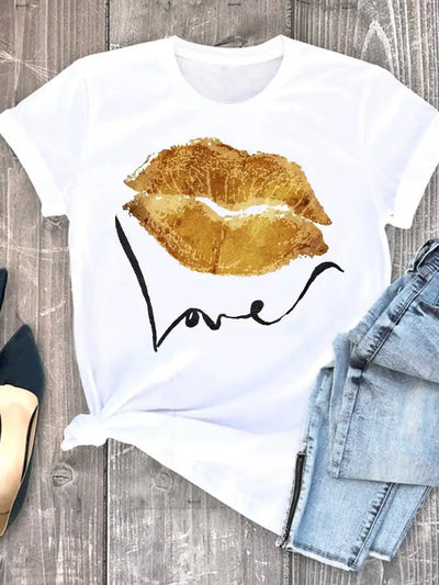 Roupas de verão leopardo amor coração doce moda feminina camisetas casuais manga curta regular camiseta feminina gráfica roupas