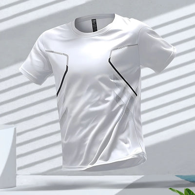 Camisetas masculinas esportivas para corrida, treino ao ar livre, secagem rápida, respirável, manga curta, casual, gola redonda, camisetas soltas de verão