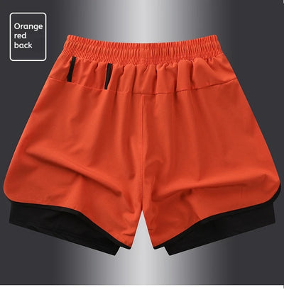 Shorts esportivos casuais anti-exposição de camada dupla masculinos, mais vendidos no verão, para corrida, fitness, calças três quartos