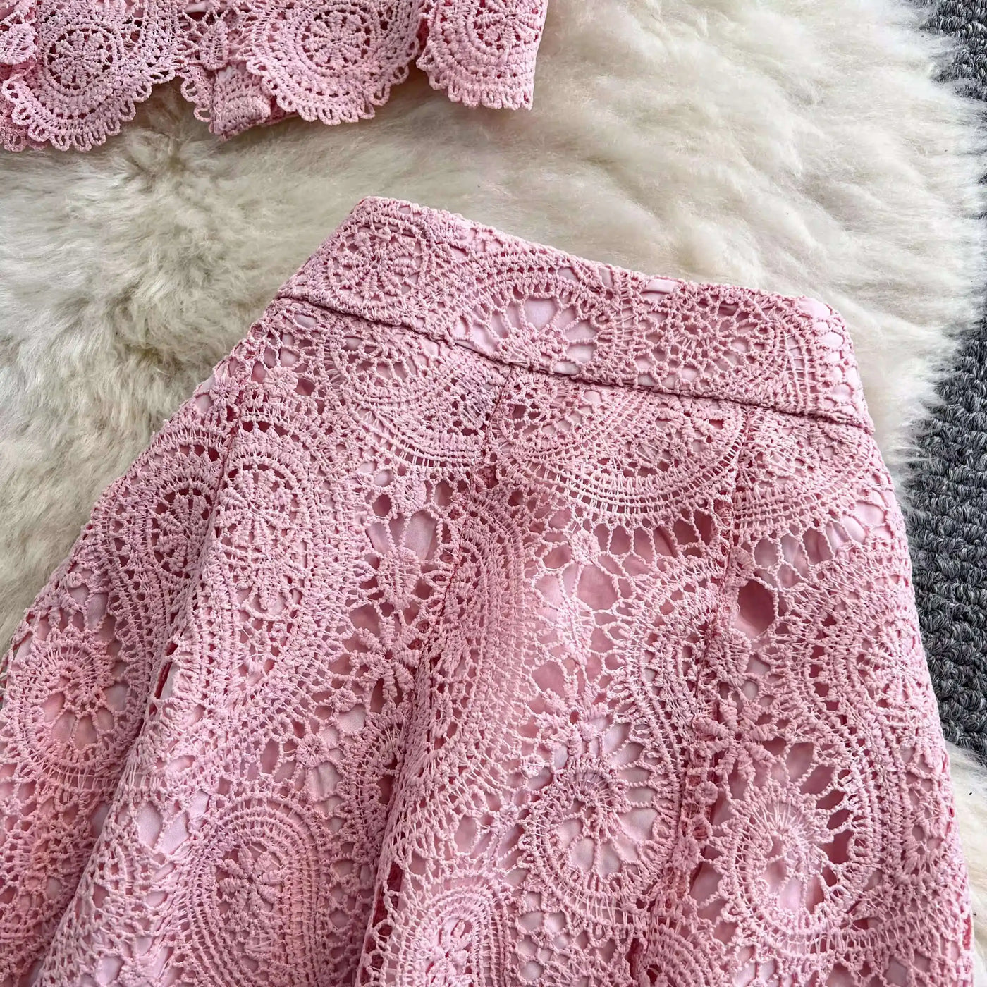 Elegante vestido longo de pérolas, conjunto feminino de 2 peças, manga curta, flor, bordado, camisa de renda, saia midi evasê