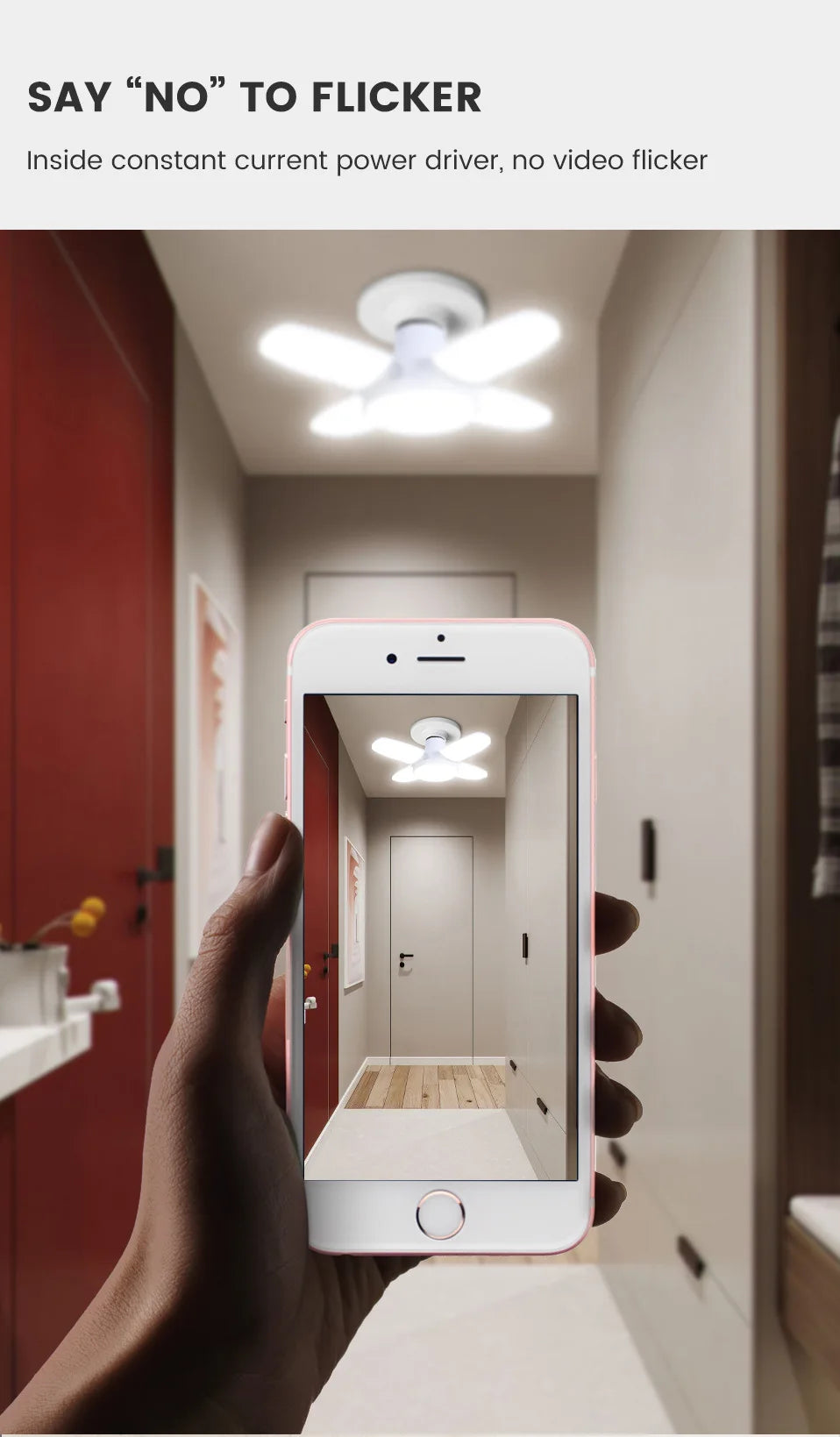 Lâmpada LED dobrável E27 de 28 W com ventilador AC220 V/110 V, 40 lâmpadas de deformação para iluminação de teto residencial, armazém e garagem, luz branca, lâmpada 6500 K