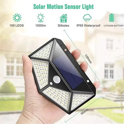 Lâmpada solar multifuncional para decoração de jardim externo, luz LED solar à prova d'água, holofote alimentado por luz solar com sensor de movimento
