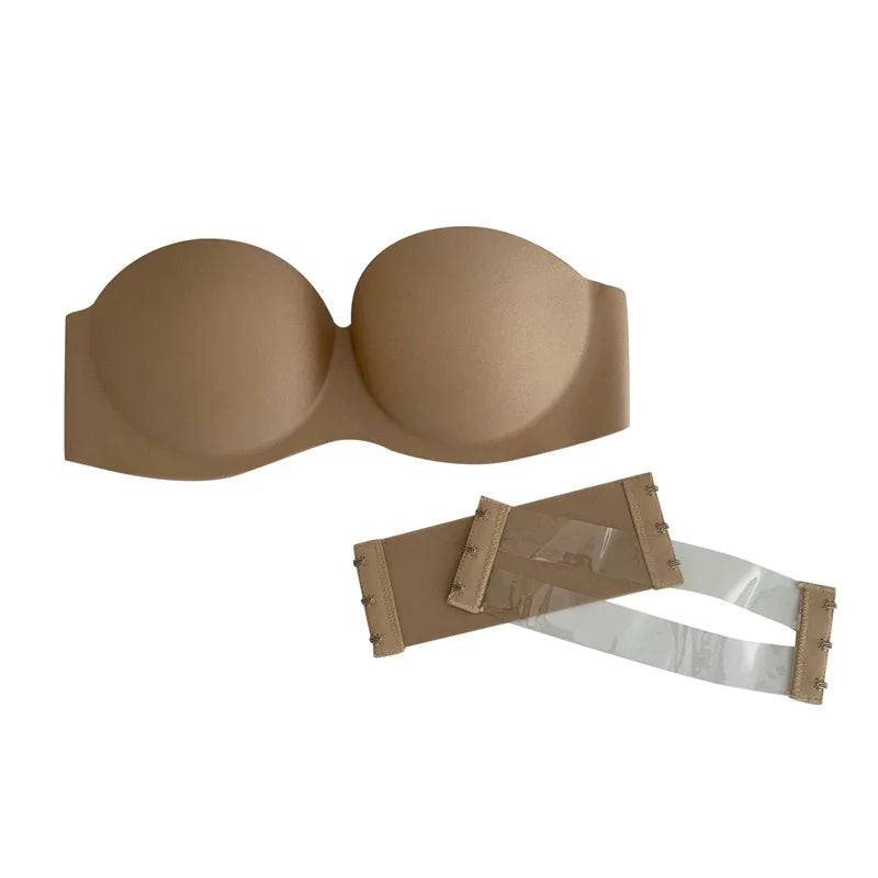 Sutiã sexy invisível sem alças, sólido, para mulheres, verão, novo, antiderrapante, sexy, push-up, roupa íntima confortável para vestido, sutiãs