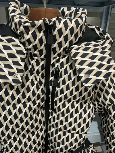 Casacos femininos de inverno com capuz, cintura alta, acolchoados, esportivos, parkas, com cinto, elegantes, grossos, quentes, à prova de vento, jaquetas de esqui