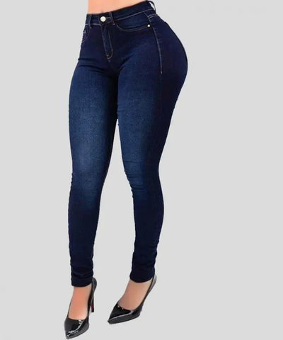 Calça jeans feminina de cor pura, jeans de cintura alta, peça de rua que cultiva a moralidade, calças que modelam a figura com jeans de cintura alta