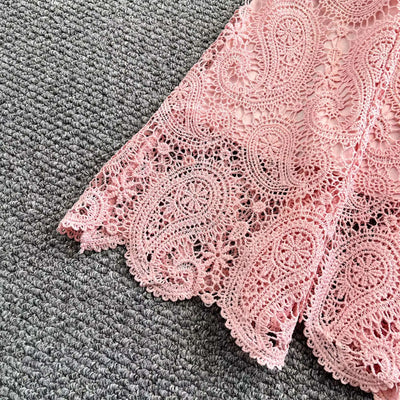 Elegante vestido longo de pérolas, conjunto feminino de 2 peças, manga curta, flor, bordado, camisa de renda, saia midi evasê