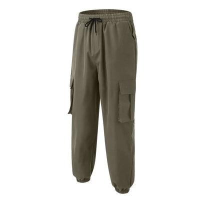 Calças de trabalho masculinas, calças de corrida, calças casuais, cós elástico com cordão, roupas de rua de algodão para corrida ao ar livre, calças esportivas