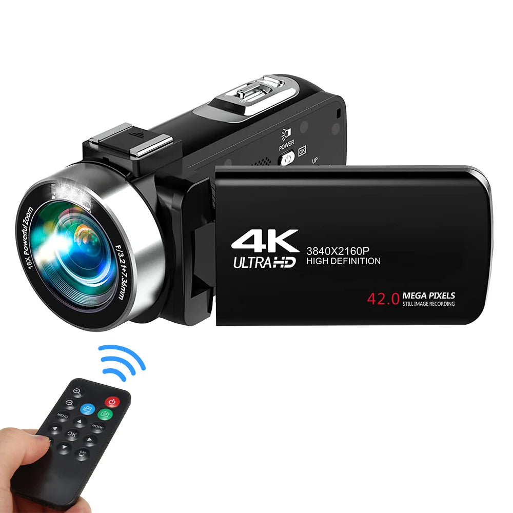 Vídeo digital 4K, zoom digital de 18X, 42MP, 2 em 1, filmadora fotográfica, tela giratória de 3,0 polegadas, câmera de alta definição, câmera DV