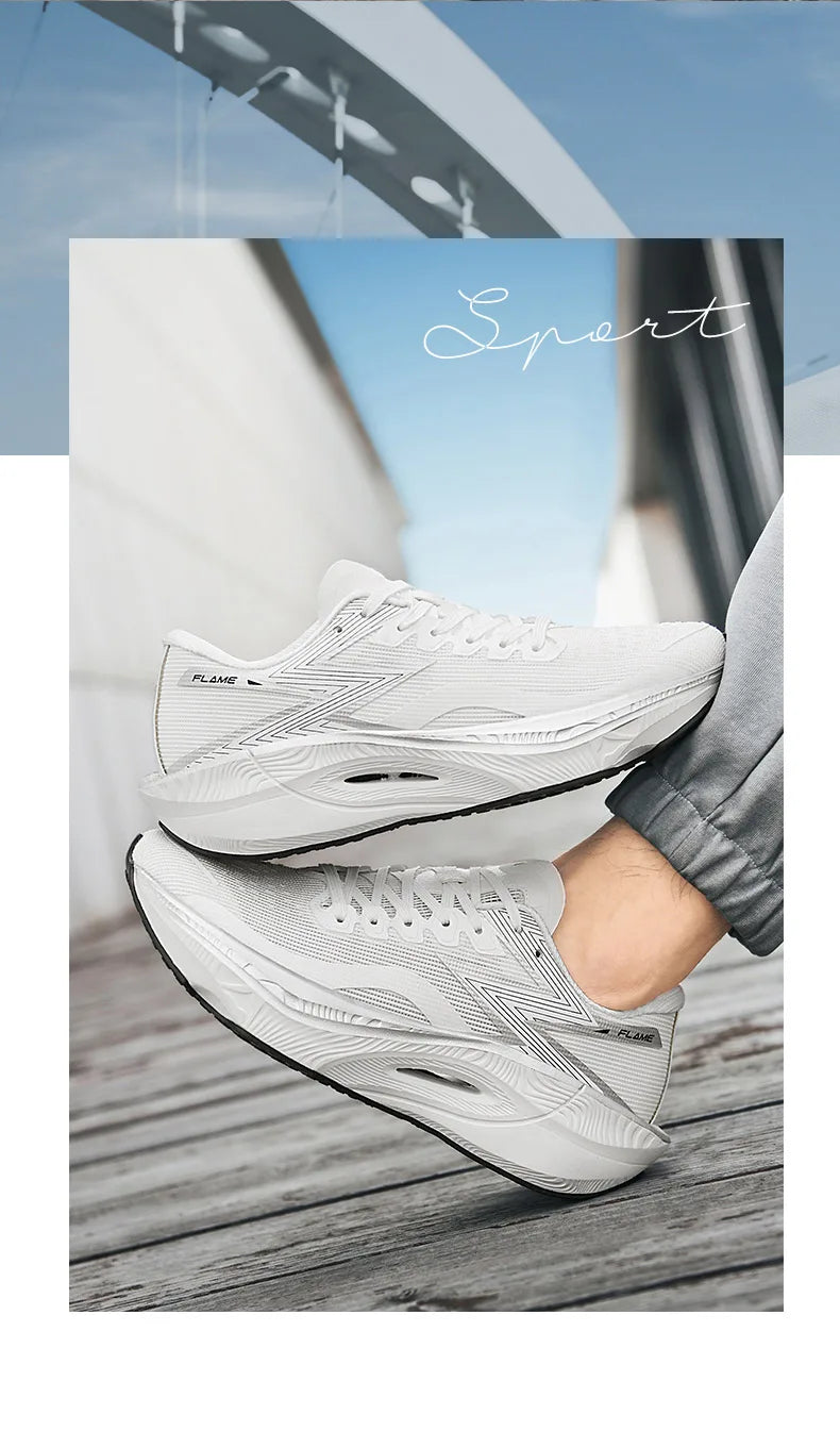Tênis de corrida esportivos masculinos com almofada de ar de carbono para maratona, respirável, leve e feminino, tênis esportivos confortáveis e antiderrapantes
