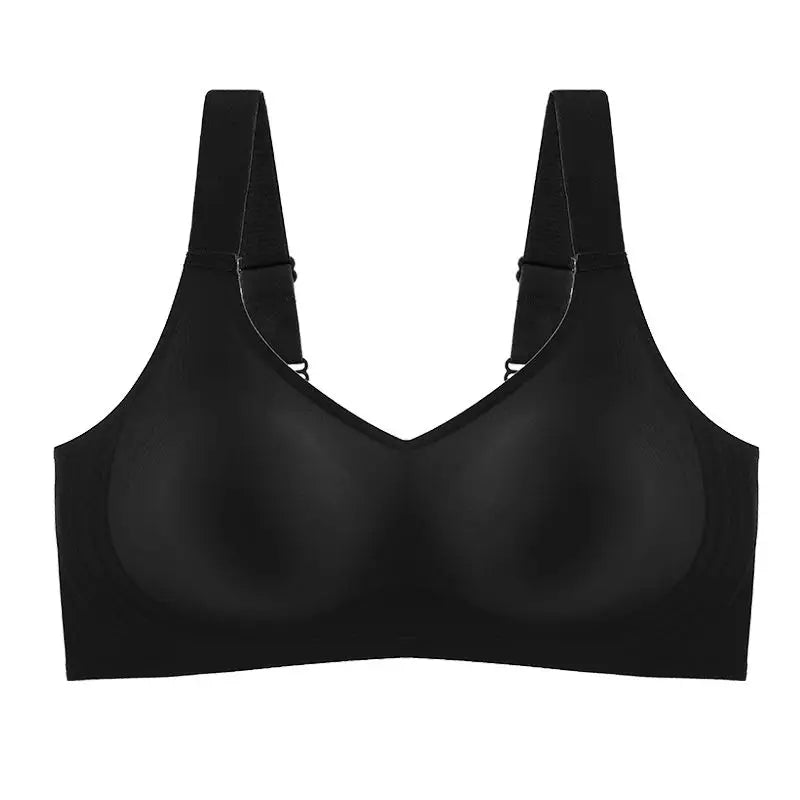 Sutiã push-up feminino de tamanho grande e suporte macio, sem costura, peça única, sem aro, esportivo fino e ajustável