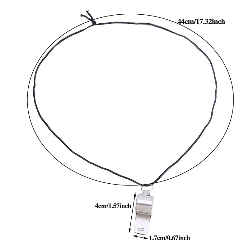 Apito de aço inoxidável para árbitro esportivo de rúgbi, apito de metal com corda para festa, treinamento, futebol, basquete, ferramenta para líderes de torcida