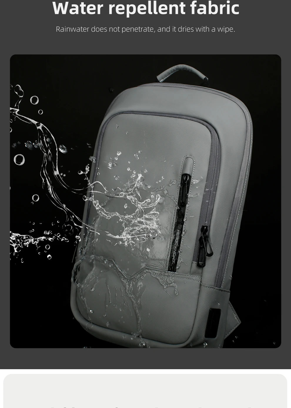 Mochila Heroic Knight para laptop de 14" Mochila fina masculina multifuncional para negócios, à prova d'água, com carregamento USB, mochila de viagem para trabalho