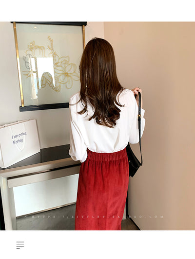 Camisas Plus Size Moda Primavera Verão Feminina Manga Longa Solta Blusa Sólida Tops Casual Camisa de Chiffon Feminina Office Lady Shirts