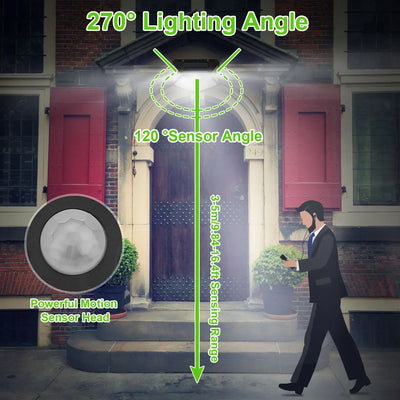 Lâmpada solar multifuncional para decoração de jardim externo, luz LED solar à prova d'água, holofote alimentado por luz solar com sensor de movimento