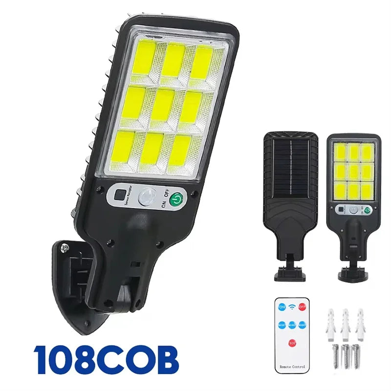 Lâmpada solar LED de 300.000 lm para áreas externas, com sensor de movimento, 4 modos, à prova d'água, IP65, para jardim Light Street Yard Lanter