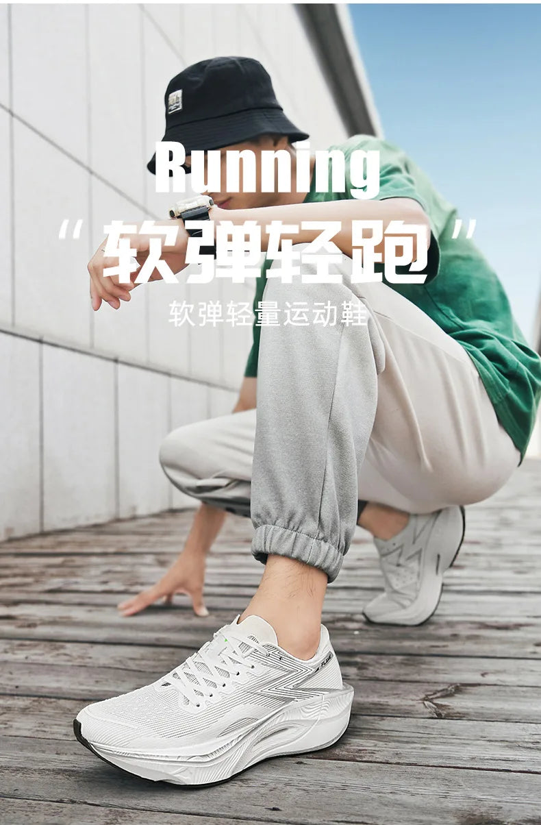 Tênis de corrida esportivos masculinos com almofada de ar de carbono para maratona, respirável, leve e feminino, tênis esportivos confortáveis e antiderrapantes